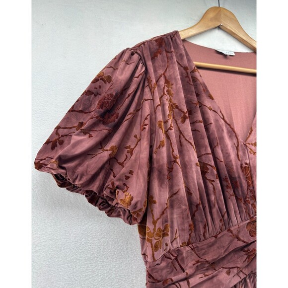 Baltic Born Leslie Dress Size 1XL Dusty Clove Velvet Burnout Maxi Short Sleeve - Picture 5 of 16
